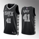 Men's San Antonio Spurs #41 Raiquan Gray Black Statement Edition Stitched Basketball Jersey