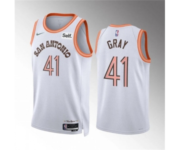 Men's San Antonio Spurs #41 Raiquan Gray White 2023-24 City Edition Stitched Basketball Jersey