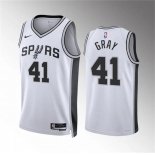 Men's San Antonio Spurs #41 Raiquan Gray White Association Edition Stitched Basketball Jersey