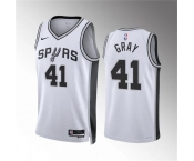 Men's San Antonio Spurs #41 Raiquan Gray White Association Edition Stitched Basketball Jersey