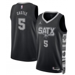 Men's San Antonio Spurs #5 Stephon Castle Black 2025 Statement Edition Stitched Jersey