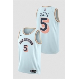 Men's San Antonio Spurs #5 Stephon Castle Light Blue 2024-25 City Edition Stitched Basketball Jersey