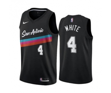 Men's San Antonio Spurs Black #4 Derrick White Black City Edition Fiesta 2020-21 Stitched Basketball Jersey