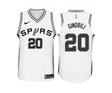 Nike NBA San Antonio Spurs #20 Manu Ginobili Jersey 2017-18 New Season White Jersey