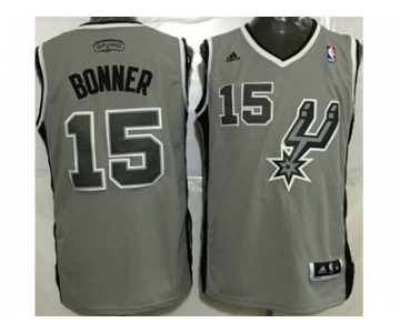 San Antonio Spurs #15 Matt Bonner Grey Stitched NBA Jersey