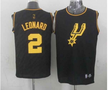 nba san antonio spurs #2 leonard black[gold lettering fashion]