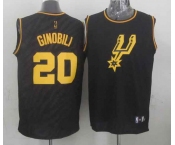 nba san antonio spurs #20 ginobili black[gold lettering fashion]