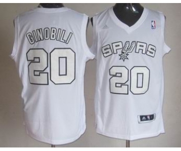 nba san antonio spurs #20 ginobili white-1[revolution 30 swingman]