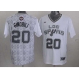 nba san antonio spurs #20 ginobili white-grey[2014 new]