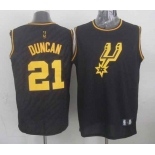 nba san antonio spurs #21 duncan black[gold lettering fashion]