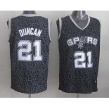 nba san antonio spurs #21 tim duncan black leopard print[2014 new]