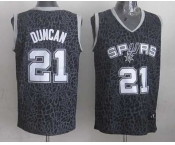 nba san antonio spurs #21 tim duncan black leopard print[2014 new]