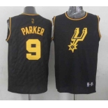 nba san antonio spurs #9 parker black[gold lettering fashion]