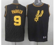 nba san antonio spurs #9 parker black[gold lettering fashion]