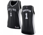 Women's Nike San Antonio Spurs #1 Kyle Anderson Swingman Black Road NBA Jersey - Icon Edition