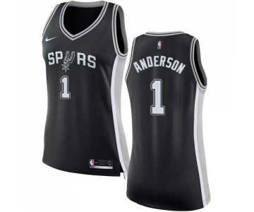 Women's Nike San Antonio Spurs #1 Kyle Anderson Swingman Black Road NBA Jersey - Icon Edition