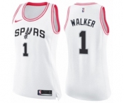 Women's Nike San Antonio Spurs #1 Lonnie Walker Swingman White Pink Fashion NBA Jersey