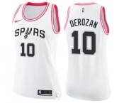 Women's Nike San Antonio Spurs #10 DeMar DeRozan Swingman White Pink Fashion NBA Jersey