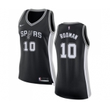 Women's Nike San Antonio Spurs #10 Dennis Rodman Authentic Black Road NBA Jersey - Icon Edition