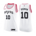 Women's Nike San Antonio Spurs #10 Dennis Rodman Swingman White Pink Fashion NBA Jersey