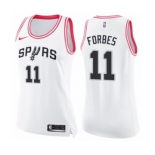 Women's Nike San Antonio Spurs #11 Bryn Forbes Swingman White Pink Fashion NBA Jersey