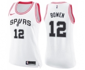 Women's Nike San Antonio Spurs #12 Bruce Bowen Swingman White Pink Fashion NBA Jersey