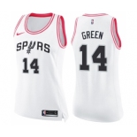 Women's Nike San Antonio Spurs #14 Danny Green Swingman White Pink Fashion NBA Jersey