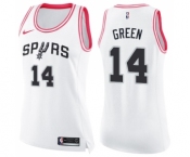 Women's Nike San Antonio Spurs #14 Danny Green Swingman White Pink Fashion NBA Jersey