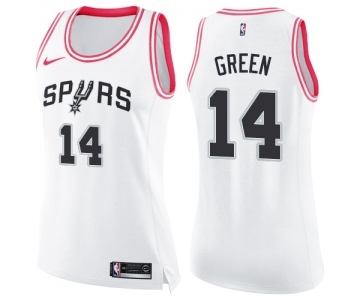 Women's Nike San Antonio Spurs #14 Danny Green Swingman White Pink Fashion NBA Jersey