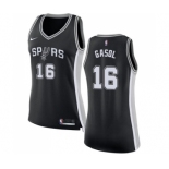 Women's Nike San Antonio Spurs #16 Pau Gasol Swingman Black Road NBA Jersey - Icon Edition