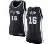 Women's Nike San Antonio Spurs #16 Pau Gasol Swingman Black Road NBA Jersey - Icon Edition