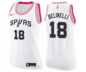 Women's Nike San Antonio Spurs #18 Marco Belinelli Swingman White Pink Fashion NBA Jersey