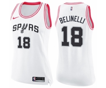 Women's Nike San Antonio Spurs #18 Marco Belinelli Swingman White Pink Fashion NBA Jersey