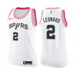 Women's Nike San Antonio Spurs #2 Kawhi Leonard Swingman White Pink Fashion NBA Jersey