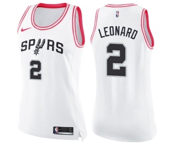 Women's Nike San Antonio Spurs #2 Kawhi Leonard Swingman White Pink Fashion NBA Jersey