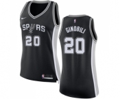 Women's Nike San Antonio Spurs #20 Manu Ginobili Swingman Black Road NBA Jersey - Icon Edition