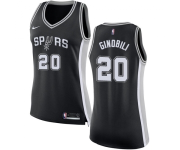 Women's Nike San Antonio Spurs #20 Manu Ginobili Swingman Black Road NBA Jersey - Icon Edition