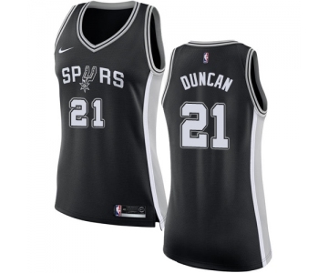 Women's Nike San Antonio Spurs #21 Tim Duncan Swingman Black Road NBA Jersey - Icon Edition