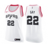 Women's Nike San Antonio Spurs #22 Rudy Gay Swingman White Pink Fashion NBA Jersey