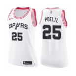 Women's Nike San Antonio Spurs #25 Jakob Poeltl Swingman White Pink Fashion NBA Jersey