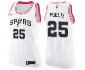 Women's Nike San Antonio Spurs #25 Jakob Poeltl Swingman White Pink Fashion NBA Jersey