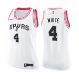 Women's Nike San Antonio Spurs #4 Derrick White Swingman White Pink Fashion NBA Jersey