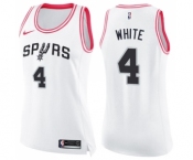 Women's Nike San Antonio Spurs #4 Derrick White Swingman White Pink Fashion NBA Jersey