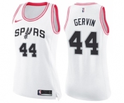 Women's Nike San Antonio Spurs #44 George Gervin Swingman White Pink Fashion NBA Jersey