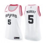 Women's Nike San Antonio Spurs #5 Dejounte Murray Swingman White Pink Fashion NBA Jersey