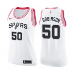 Women's Nike San Antonio Spurs #50 David Robinson Swingman White Pink Fashion NBA Jersey