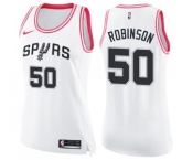 Women's Nike San Antonio Spurs #50 David Robinson Swingman White Pink Fashion NBA Jersey