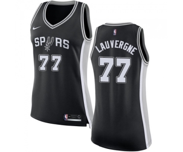 Women's Nike San Antonio Spurs #77 Joffrey Lauvergne Swingman Black Road NBA Jersey - Icon Edition