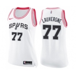 Women's Nike San Antonio Spurs #77 Joffrey Lauvergne Swingman White Pink Fashion NBA Jersey