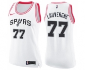 Women's Nike San Antonio Spurs #77 Joffrey Lauvergne Swingman White Pink Fashion NBA Jersey